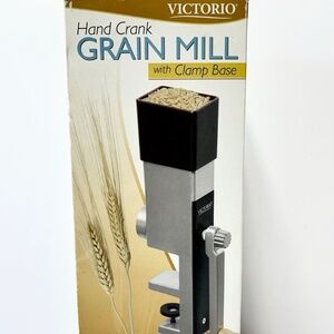 Unused Victorio Hand Crank Grain Mill VKP1012 with Clamp Base Open Box